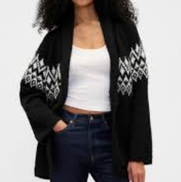 GAP Navy Blue and White Shawl Collar Cardigan - Picture 3 of 3